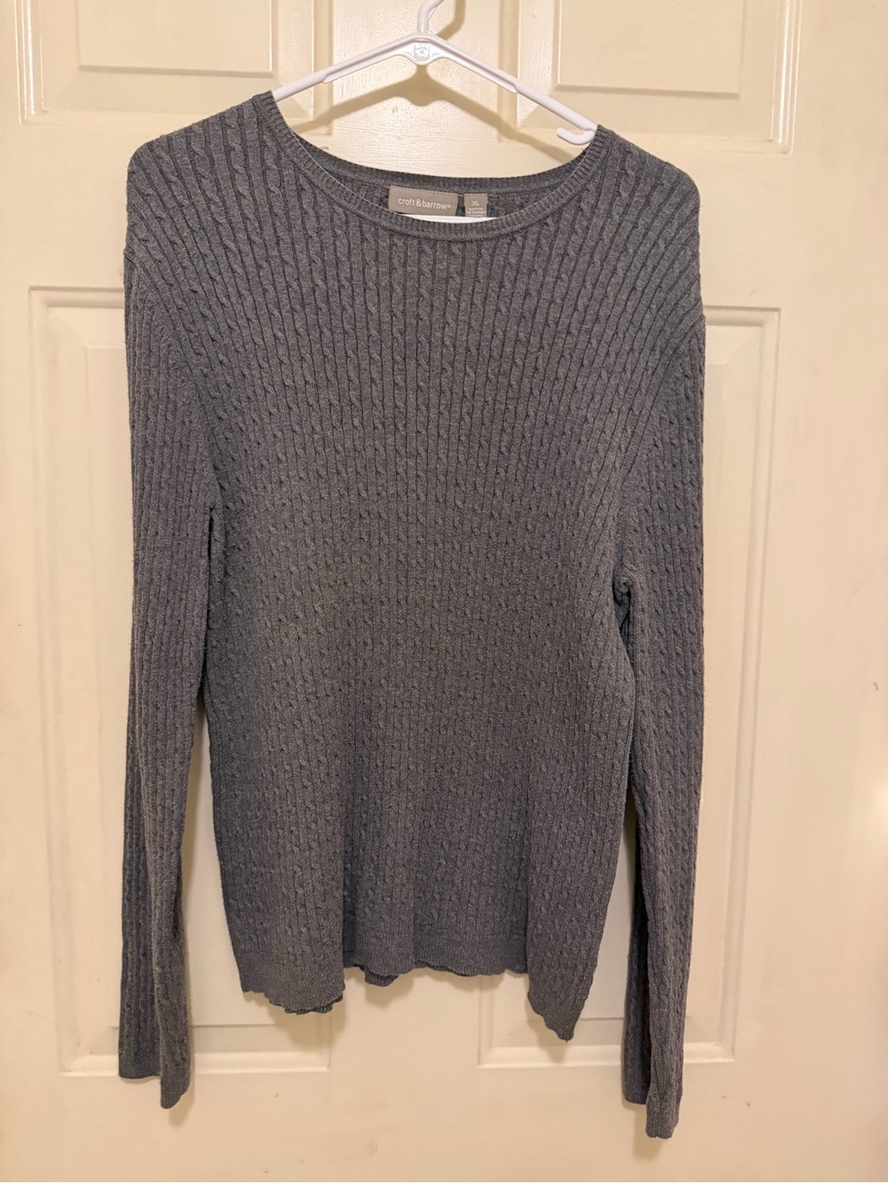 croft & barrow Gray Cable Knit Scoop Neck Sweater